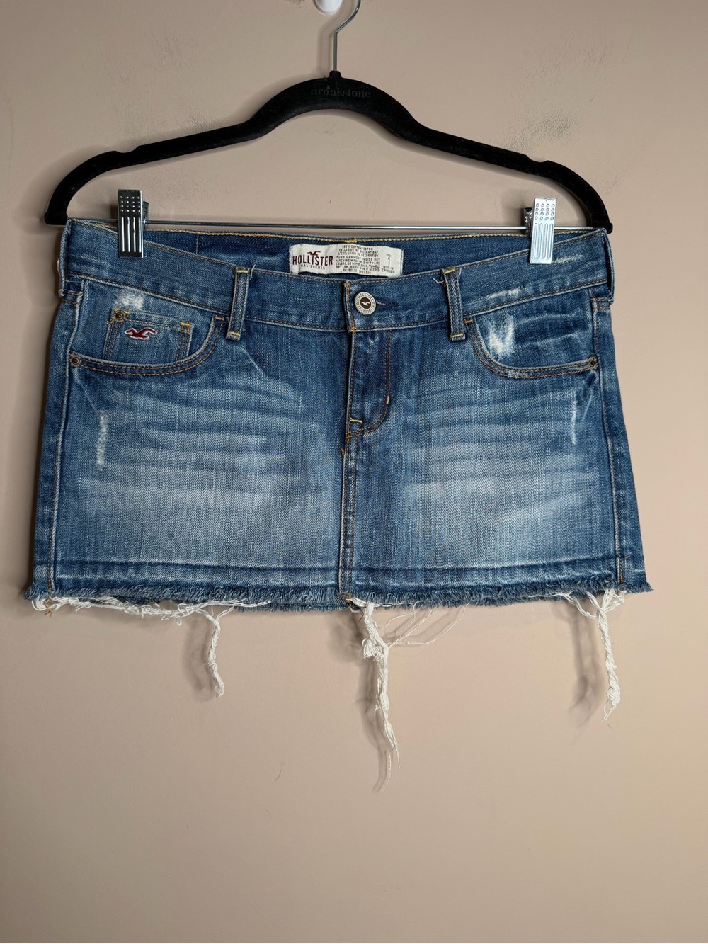 Vintage Hollister Y2K Women’s Denim Micro Mini Skirt Distressed Size 1 F7